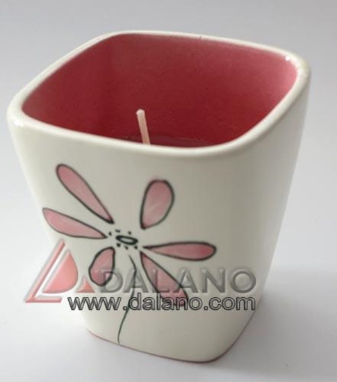 تصویر  شمع معطر لیوانی سرامیکی با طرح گل
