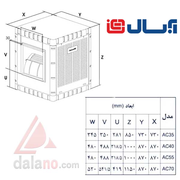 کولر آبی آبسال مدل Absal AC35