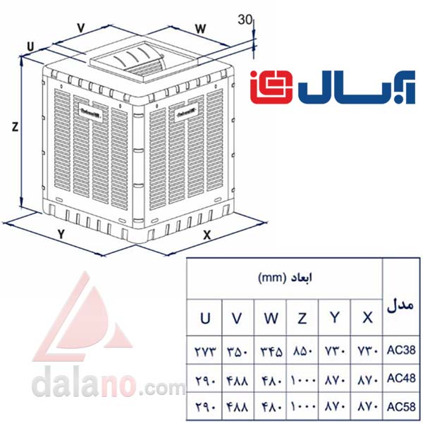 کولر آبی بالکنی آبسال مدل Absal AC38