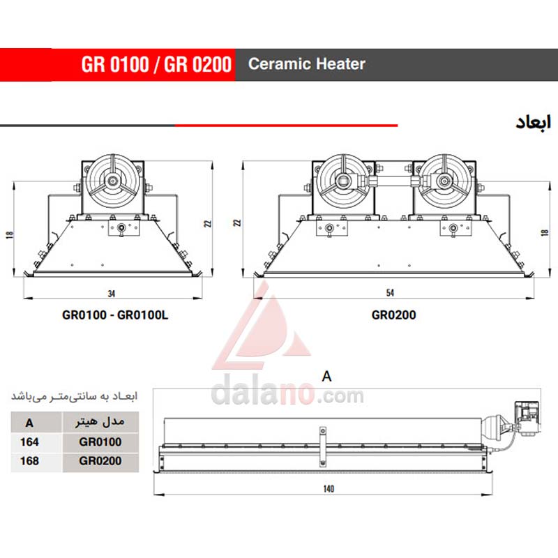 هیتر گازی تابشی سرامیکی انرژی مدل GR0200