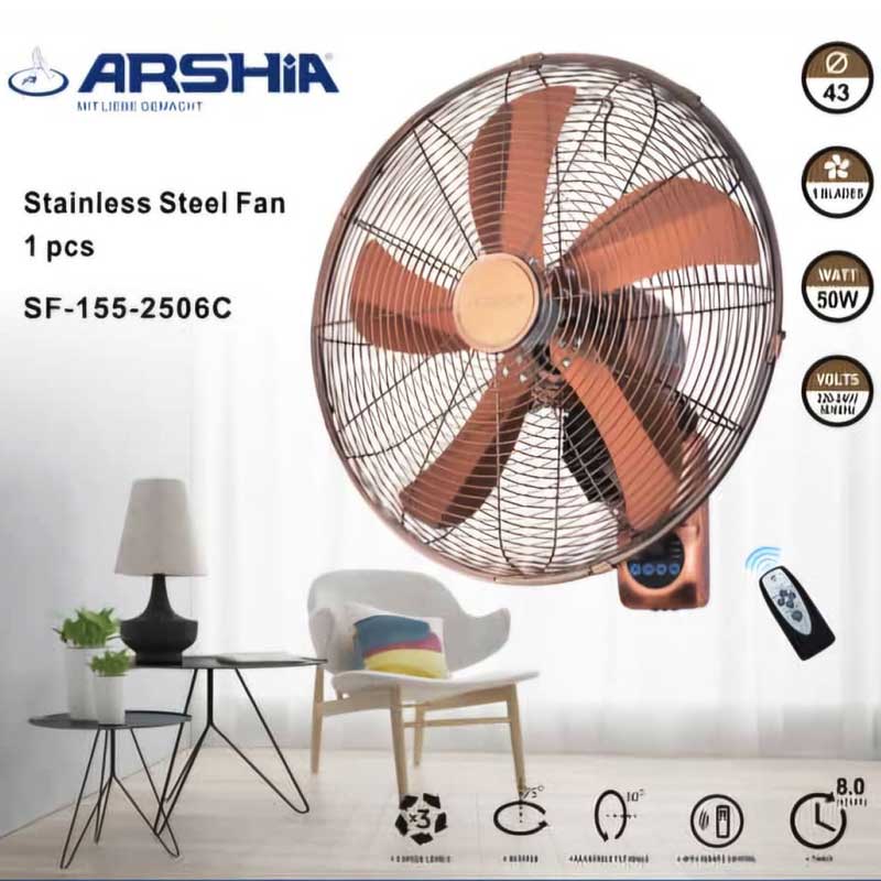 نصب شده پنکه دیواری ارشیا SF-155-2506 در اتاق نشیمن با تهویه مطبوع