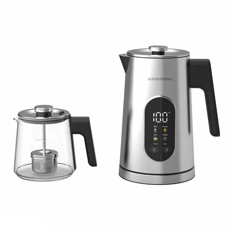 چای‌ ساز استیل گوسونیک GST-782 با قوری شیشه‌ای