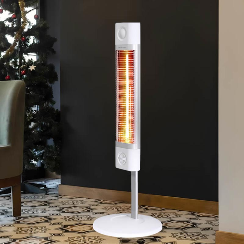 بخاری برقی تابشی رنگ سفید با طراحی شیک و مدرن برای فضای باز و بسته