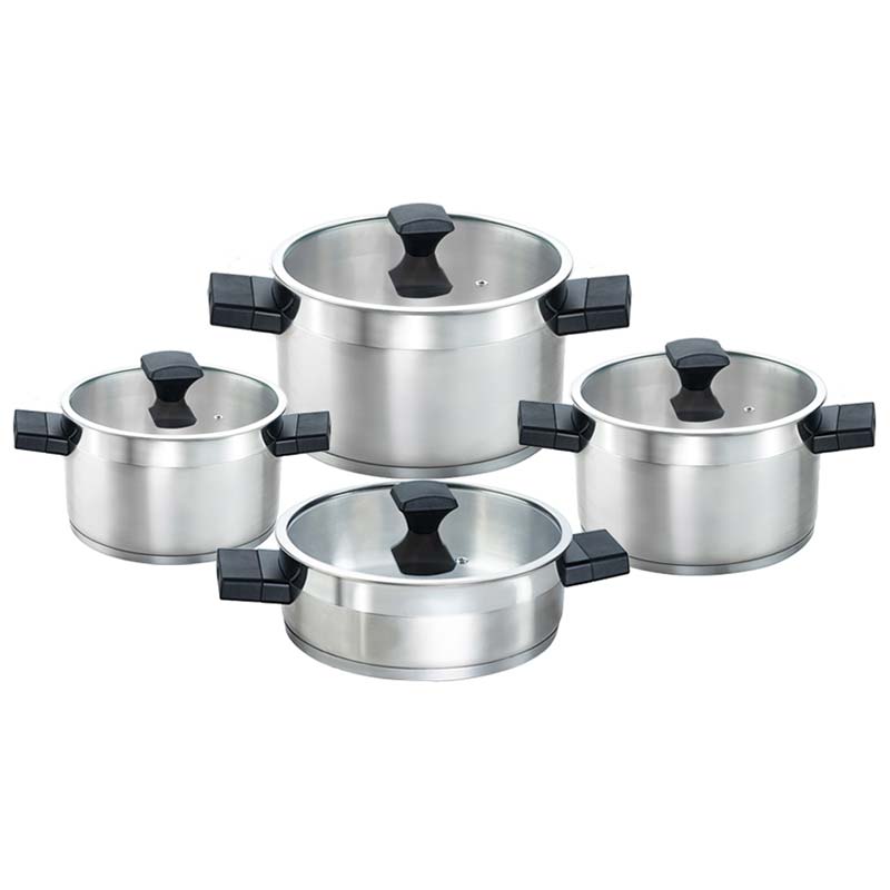 قابلمه استیل با درب پیرکس کاندید مدل دانته با دسته باکالیت مشکی